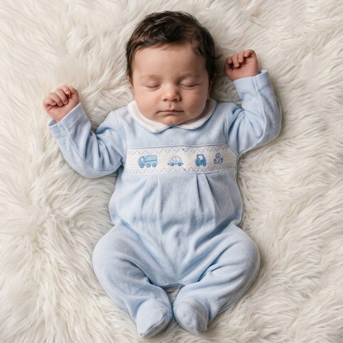 Baby boy velour sleepsuit - baby,