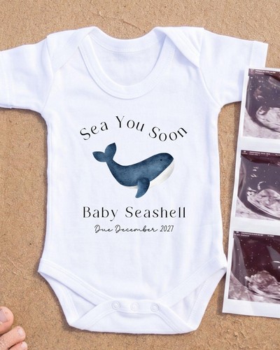 Personalised baby grow beach - personalised, grow: