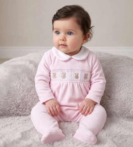 Baby girl velour sleepsuit - baby,